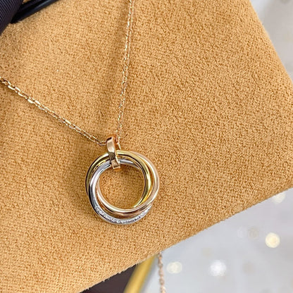 [Vintora]TRINITY NECKLACE SILVER GOLD PINK GOLD DIAMONDS