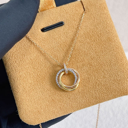 [Vintora]TRINITY NECKLACE SILVER GOLD PINK GOLD DIAMONDS