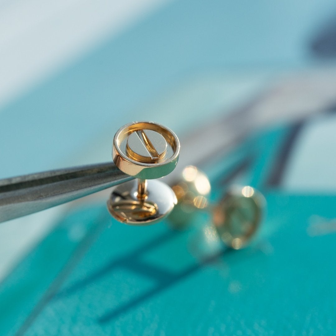 [Vintora]LOVE EARRINGS PINK GOLD 10MM