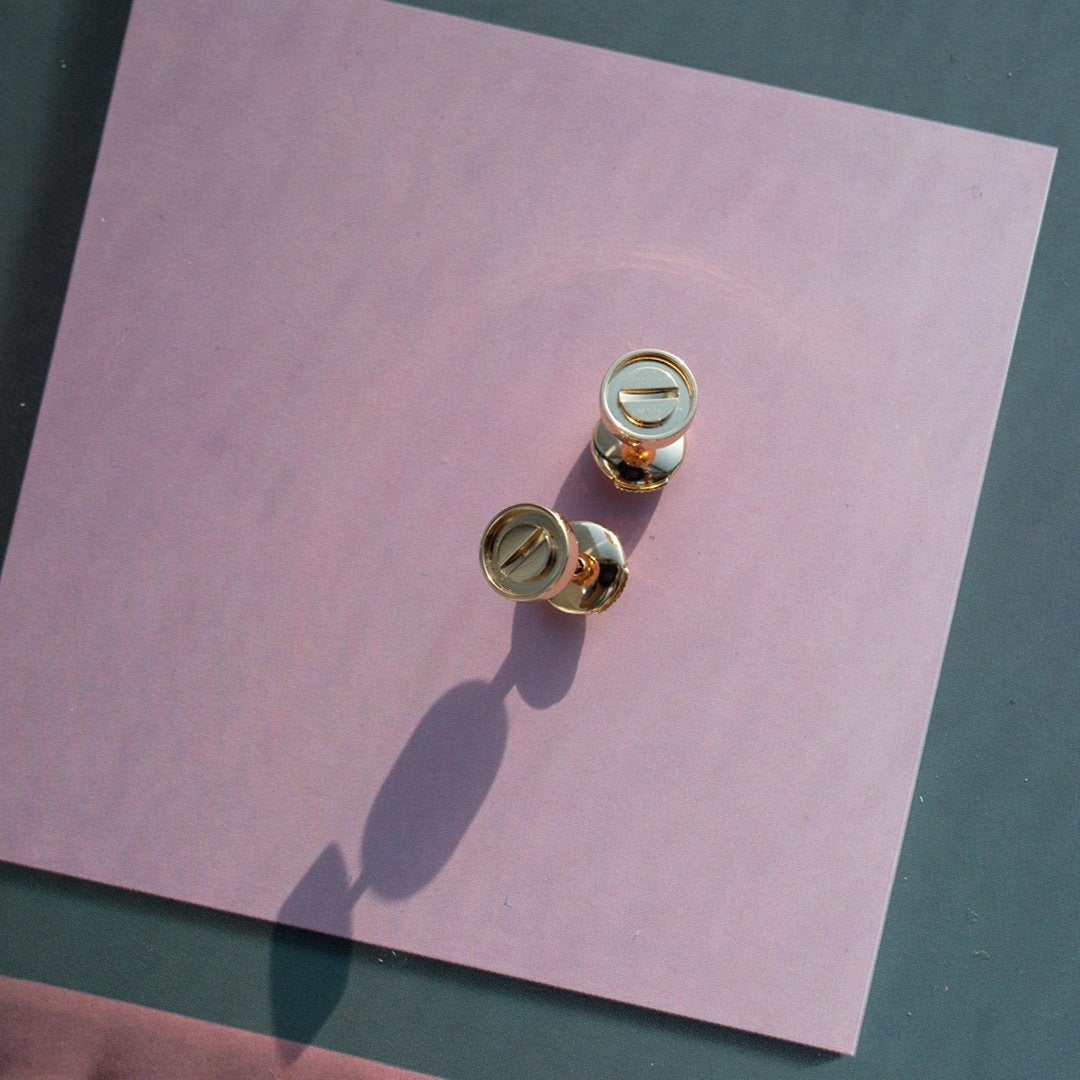 [Vintora]LOVE EARRINGS PINK GOLD 10MM