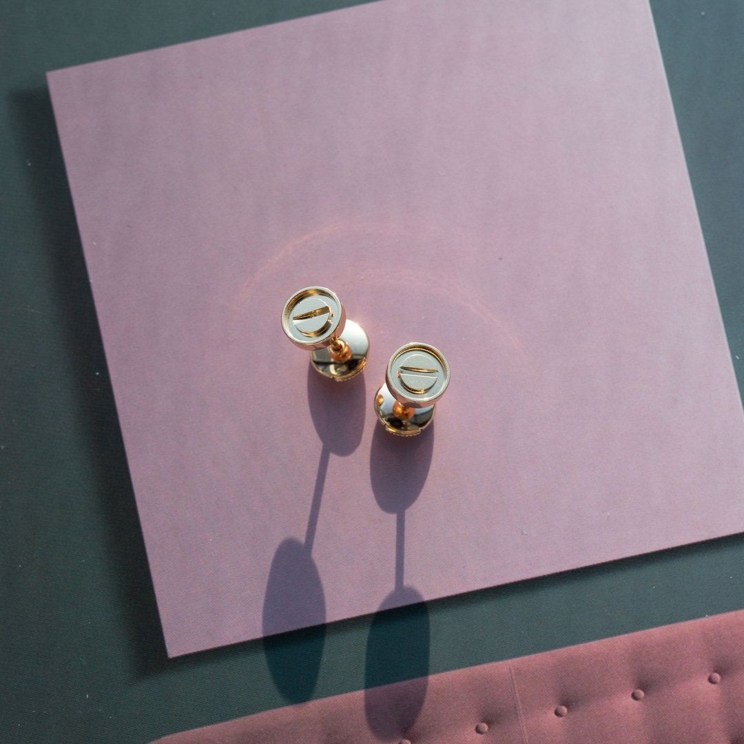 [Vintora]LOVE EARRINGS PINK GOLD 10MM