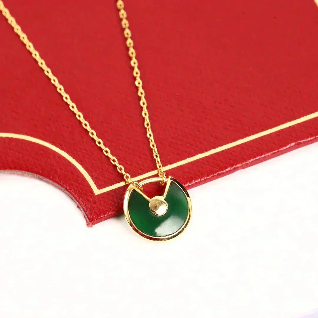 [Vintora]AMULETTE GOLD MALACHITE NECKLACE