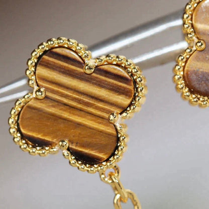 [Vintora]CLOVER  2 MOTIF  TIGER EYE CARNELIAN EARRINGS