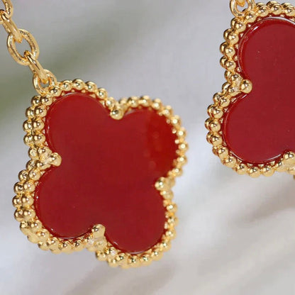 [Vintora]CLOVER  2 MOTIF  TIGER EYE CARNELIAN EARRINGS