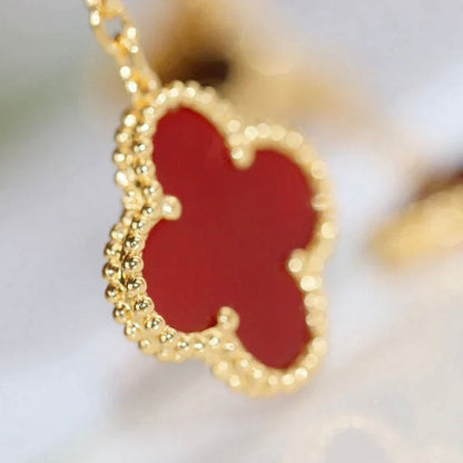 [Vintora]CLOVER  2 MOTIF  TIGER EYE CARNELIAN EARRINGS