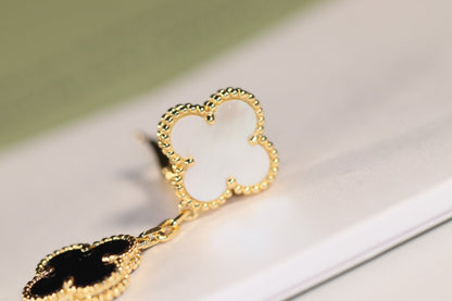 [Vintora]CLOVER EARRINGS GOLD ONYX MOP 3 MOTIF