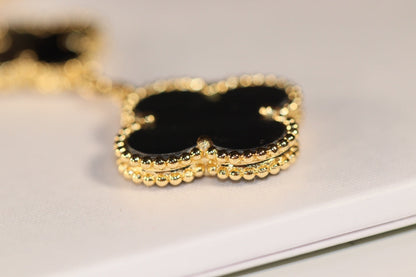 [Vintora]CLOVER EARRINGS GOLD ONYX MOP 3 MOTIF