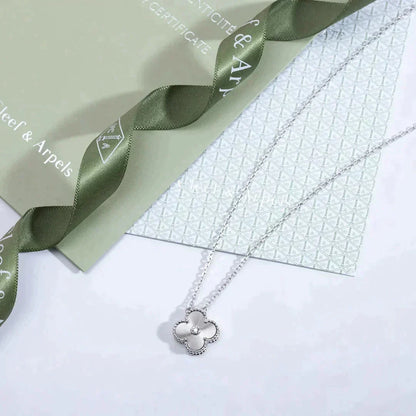 [Vintora]CLOVER  15MM DIAMOND LASER NECKLACE SILVER