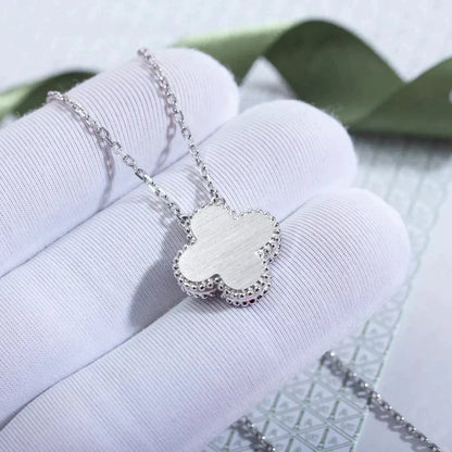 [Vintora]CLOVER  15MM DIAMOND LASER NECKLACE SILVER