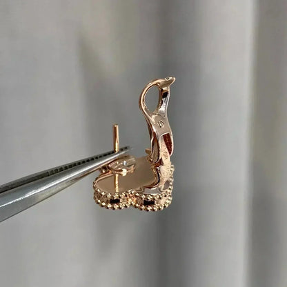 [Vintora]CLOVER MEDIUM 1 MOTIFS  PINK MOP DIAMOND EARRINGS