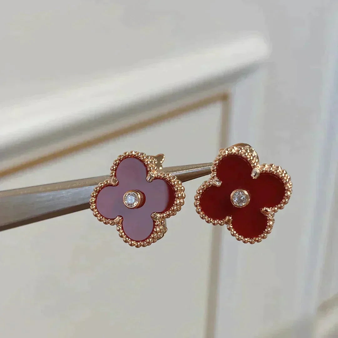 [Vintora]CLOVER MEDIUM 1 MOTIFS CARNELIAN  DIAMOND earrings