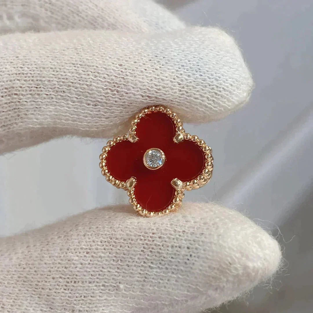[Vintora]CLOVER MEDIUM 1 MOTIFS CARNELIAN  DIAMOND earrings
