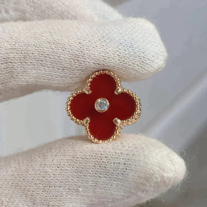 [Vintora]CLOVER MEDIUM 1 MOTIFS CARNELIAN  DIAMOND earrings