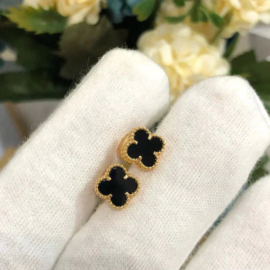 [Vintora]CLOVER MINI 9.5MM BLACK MOP EARRINGS