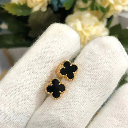 [Vintora]CLOVER MINI 9.5MM BLACK MOP EARRINGS