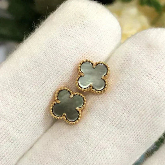 [Vintora]CLOVER MINI 9.5MM GRAY MOP EARRINGS