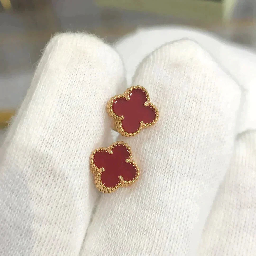 [Vintora]CLOVER MINI 9.5MM CARNELIAN EARRINGS