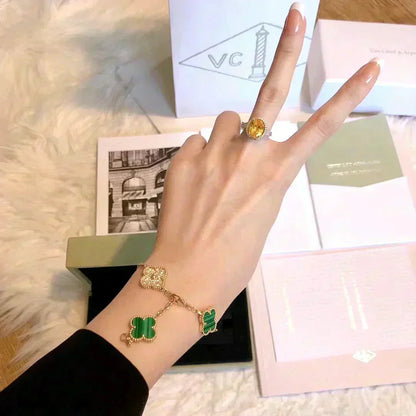 [Vintora] CLOVER 5 MOTIF MALACHITE BRACELET COLLECTION