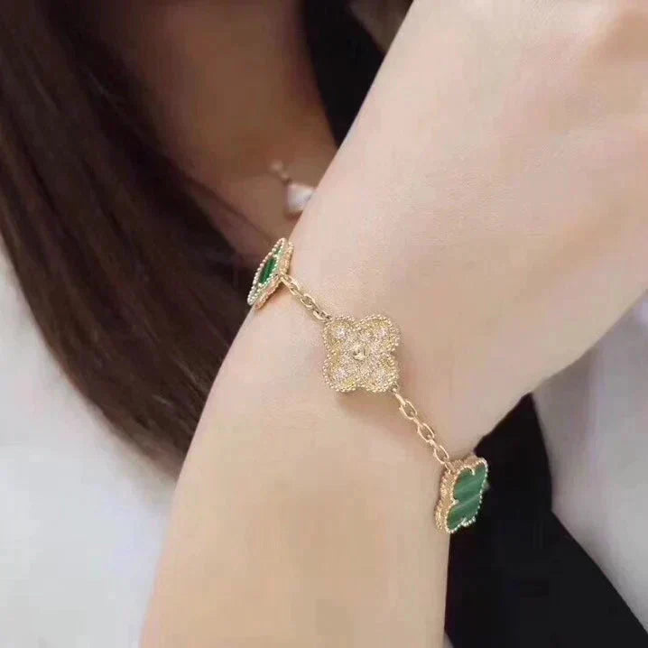 [Vintora] CLOVER 5 MOTIF MALACHITE BRACELET COLLECTION