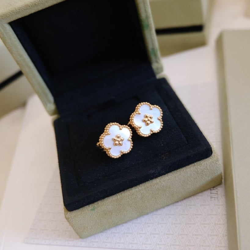 [Vintora]LUCKY PINK GOLD WHITE MOP EARRINGS