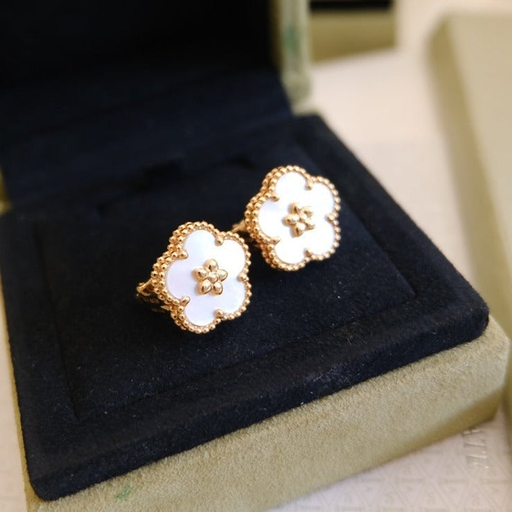 [Vintora]LUCKY PINK GOLD WHITE MOP EARRINGS