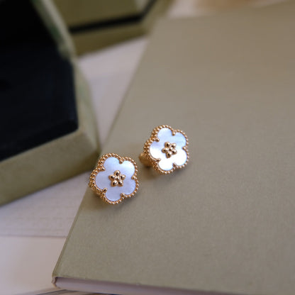 [Vintora]LUCKY PINK GOLD WHITE MOP EARRINGS