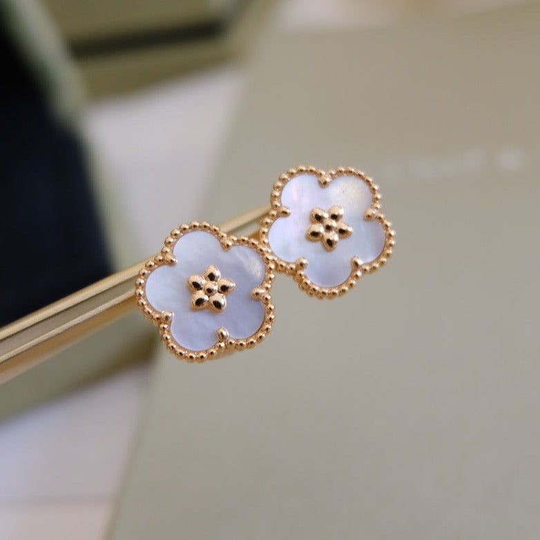 [Vintora]LUCKY PINK GOLD WHITE MOP EARRINGS
