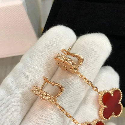 [Vintora]CLOVER 2 MOTIF  LASER CARNELIAN EARRINGS