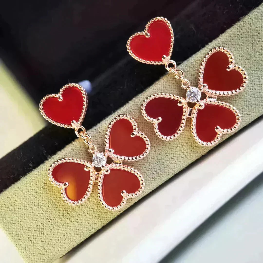 [Vintora]SWEET CLOVER CARNELIAN EARRINGS