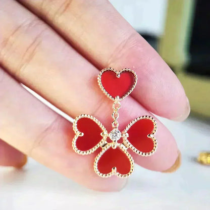 [Vintora]SWEET CLOVER CARNELIAN EARRINGS