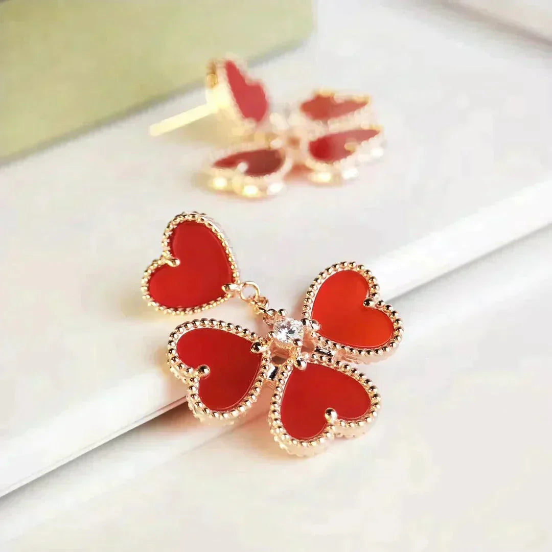 [Vintora]SWEET CLOVER CARNELIAN EARRINGS