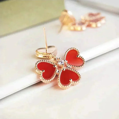 [Vintora]SWEET CLOVER CARNELIAN EARRINGS