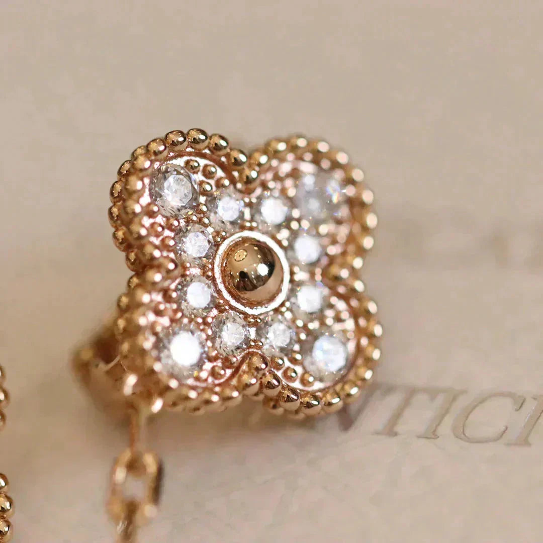 [Vintora]CLOVER MEDIUM 1 MOTIFS FUll DIAMOND EARRINGS