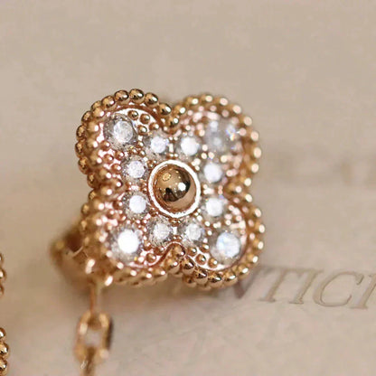 [Vintora]CLOVER MEDIUM 1 MOTIFS FUll DIAMOND EARRINGS