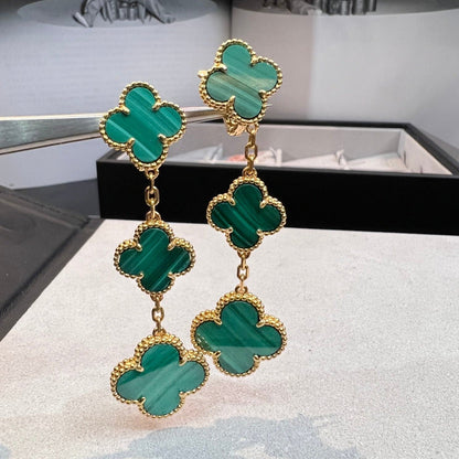 [Vintora]CLOVER MALACHITE 3 MOTIFS GOLD
