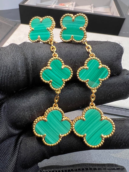[Vintora]CLOVER MALACHITE 3 MOTIFS GOLD