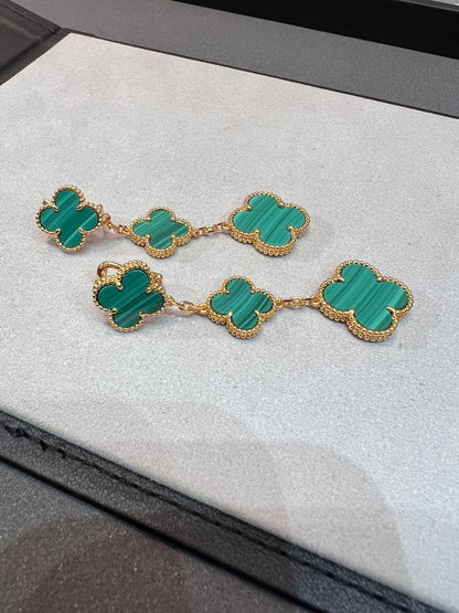 [Vintora]CLOVER MALACHITE 3 MOTIFS GOLD