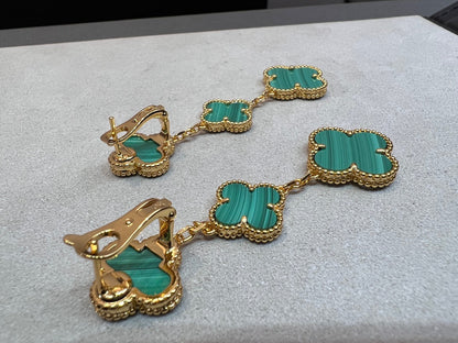 [Vintora]CLOVER MALACHITE 3 MOTIFS GOLD