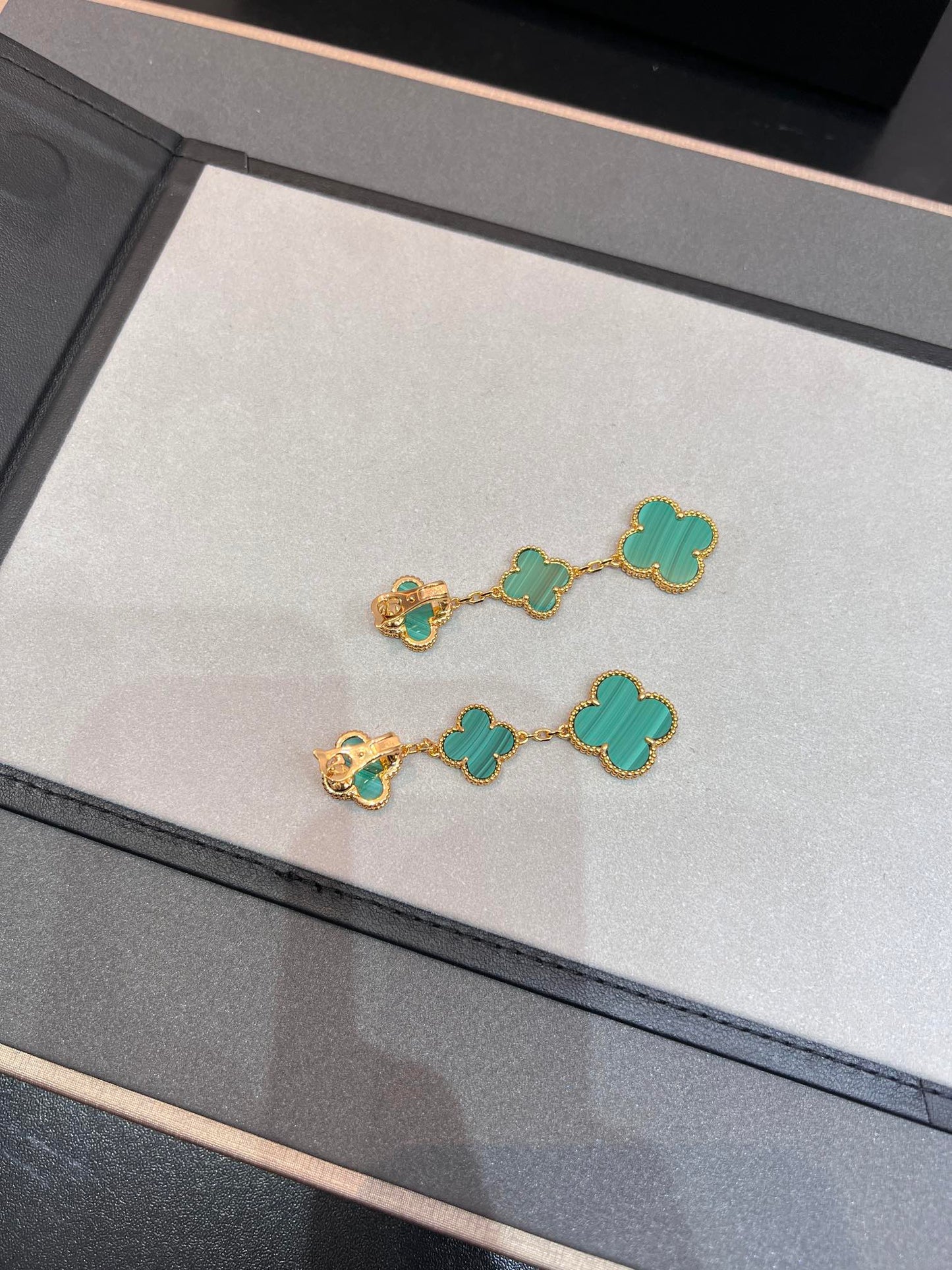 [Vintora]CLOVER MALACHITE 3 MOTIFS GOLD