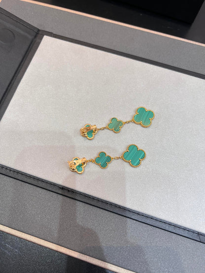 [Vintora]CLOVER MALACHITE 3 MOTIFS GOLD