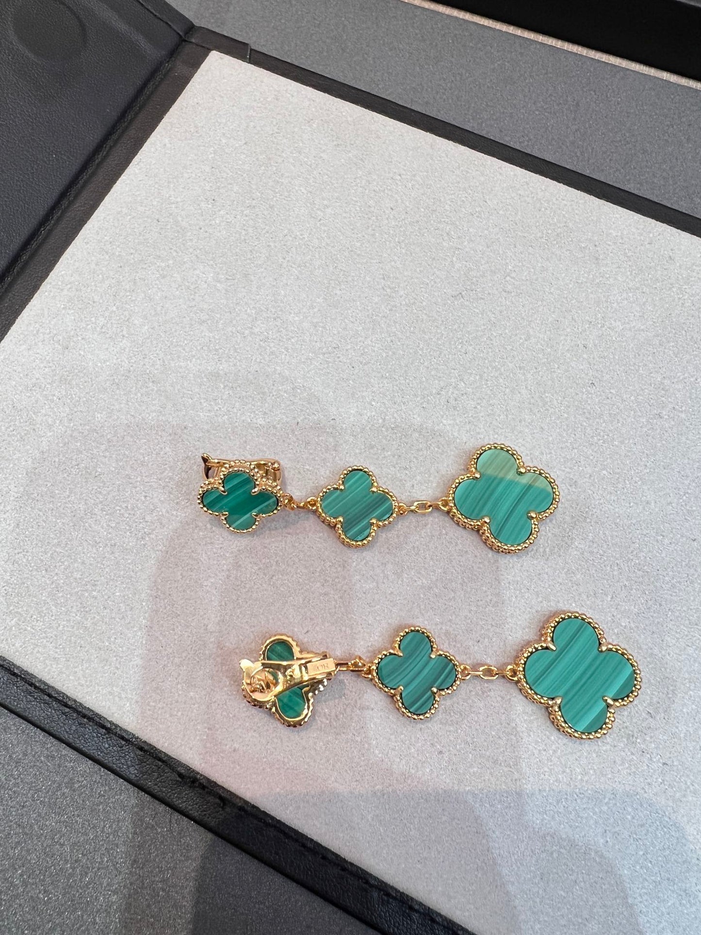 [Vintora]CLOVER MALACHITE 3 MOTIFS GOLD