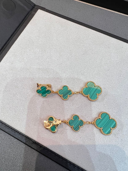 [Vintora]CLOVER MALACHITE 3 MOTIFS GOLD