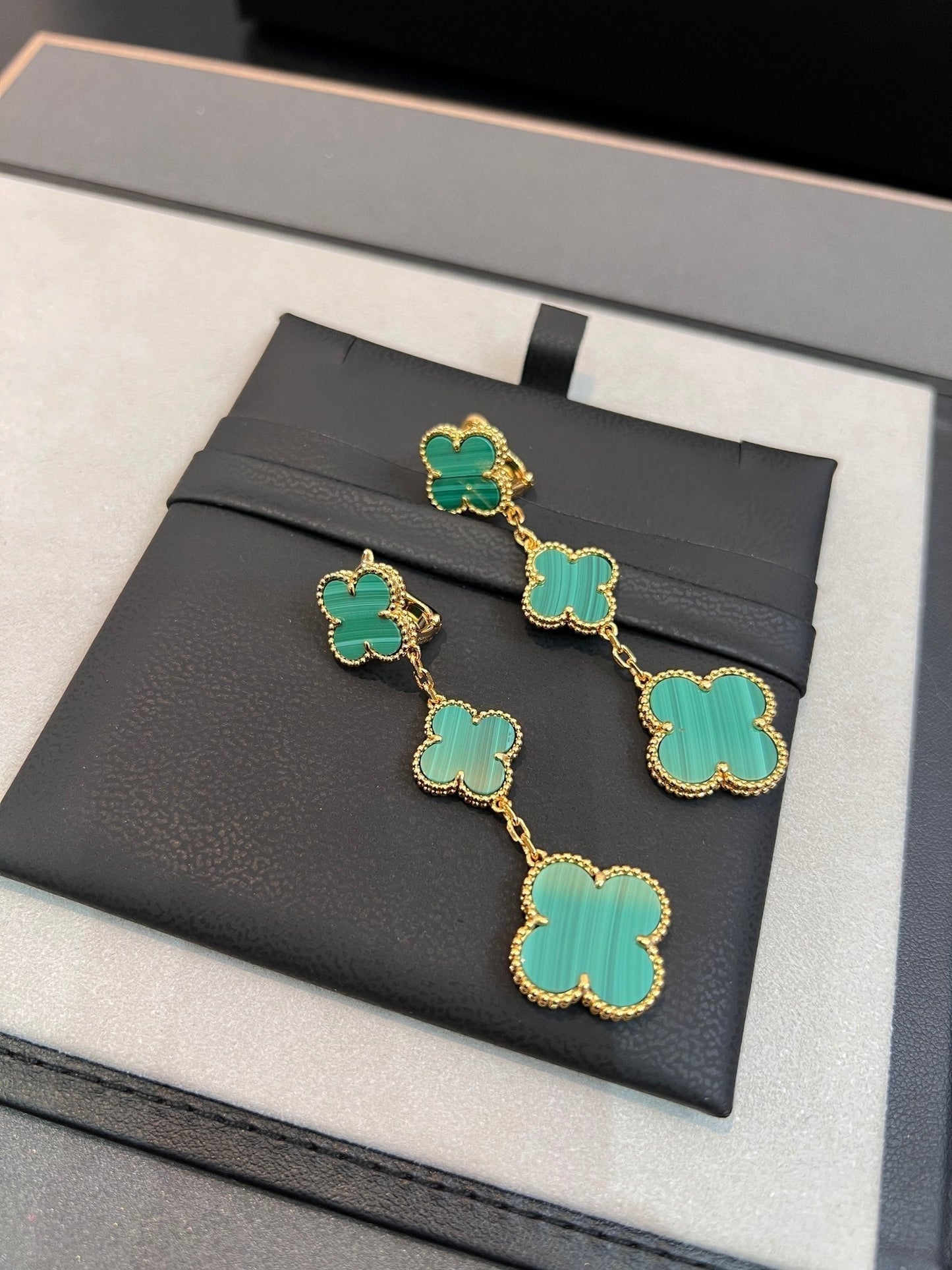 [Vintora]CLOVER MALACHITE 3 MOTIFS GOLD