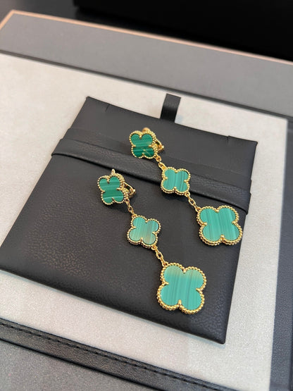 [Vintora]CLOVER MALACHITE 3 MOTIFS GOLD