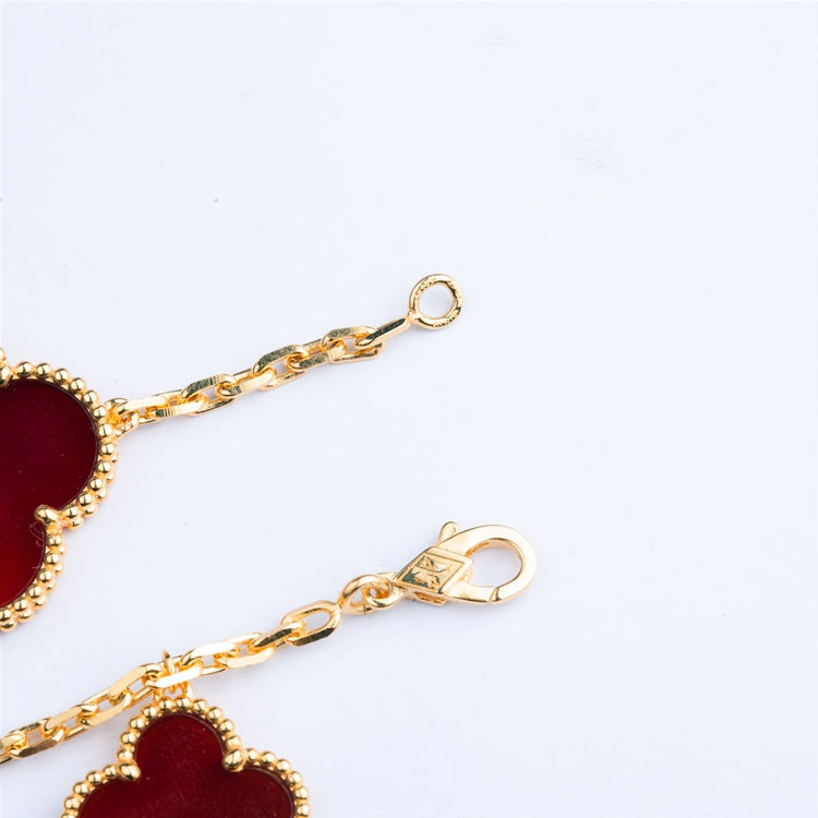 [Vintora]CLOVER BRACELET 5 MOTIFS CARNELIAN TIGER EYE