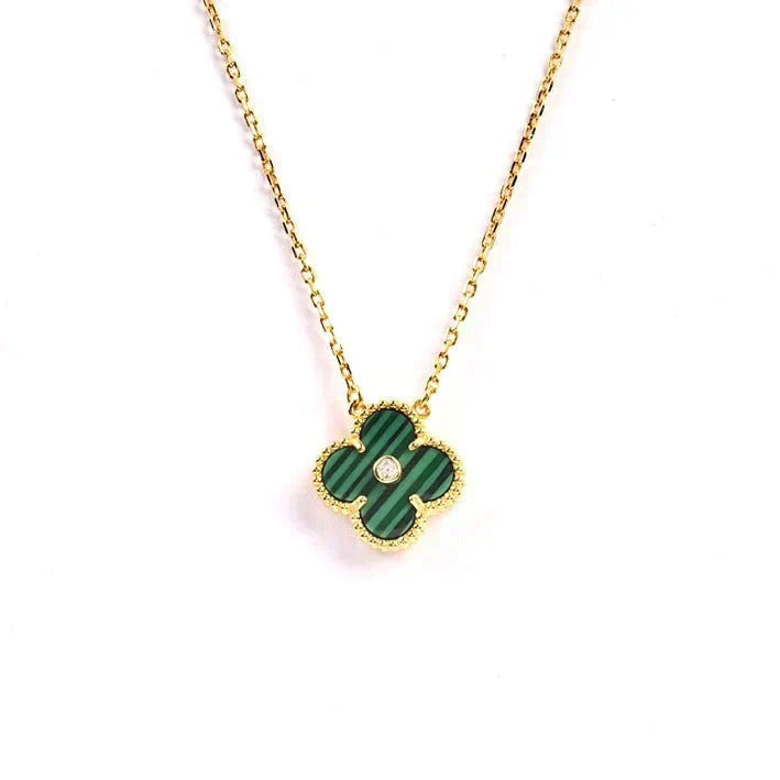 [Vintora]CLOVER 15MM DIAMOND TURQUOISE NECKLACE