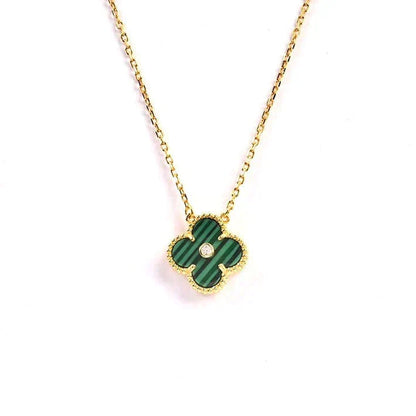 [Vintora]CLOVER 15MM DIAMOND TURQUOISE NECKLACE