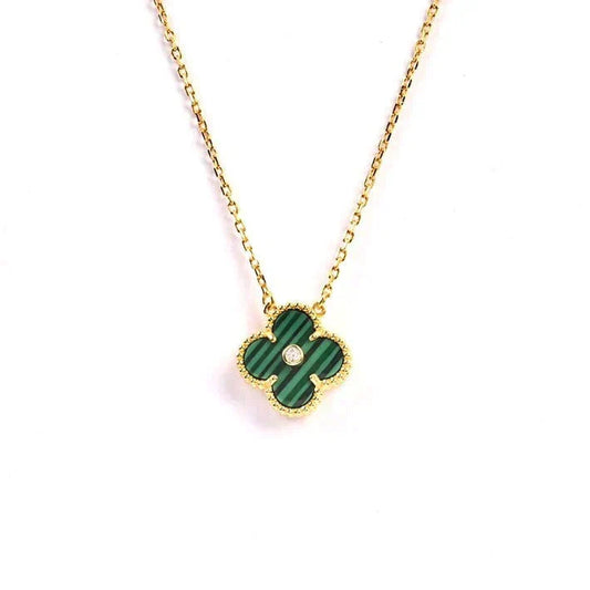 [Vintora]CLOVER 15MM DIAMOND TURQUOISE NECKLACE