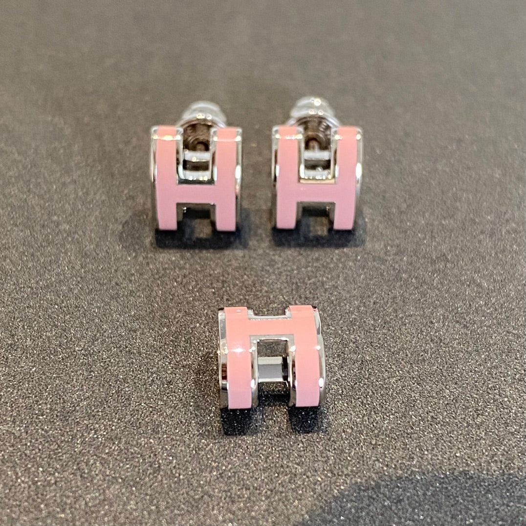 [Vintora]MINI POP H SILVER EARRINGS PINK