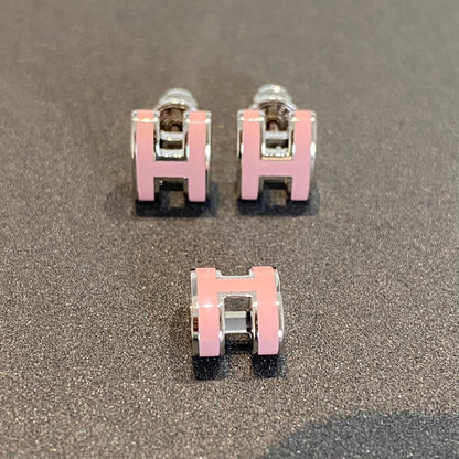 [Vintora]MINI POP H SILVER EARRINGS PINK